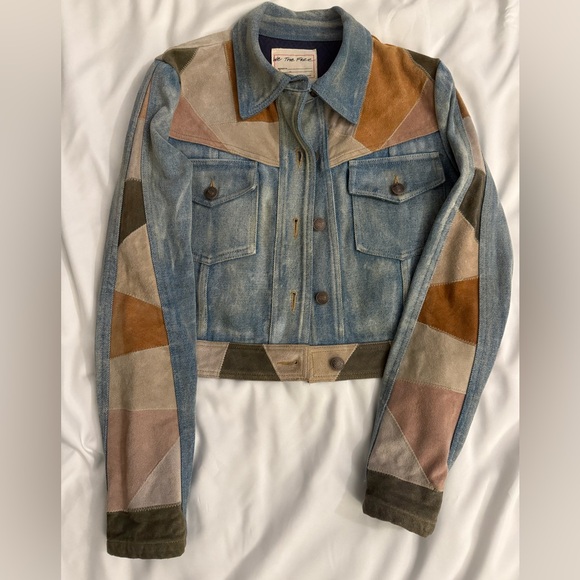 Free People Dallas Suede Denim
Jacket Patchwork Western Button Up 
Size XS - Picture 2 of 8